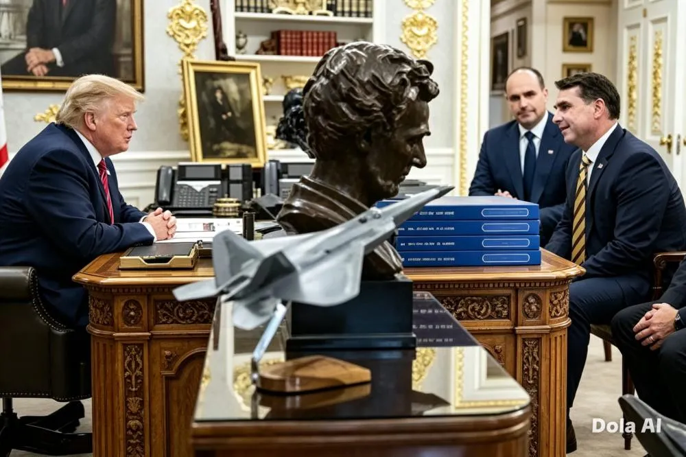 Flagrante do encontro de Flávio Bolsonaro com o presidente Donald Trump na Casa Branca - Foto: Reprodução
