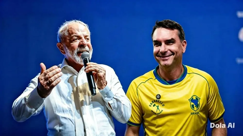 Lula e Flávio Bolsonaro tecnicamente empatados - Foto: Reprodução/Imagem editada por IA