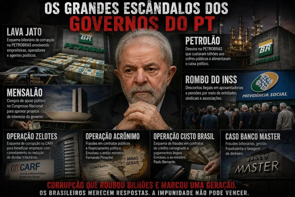 Os governos Lula da Silva foram marcados por grandes esquemas de corrupção - Foto: Reprodução