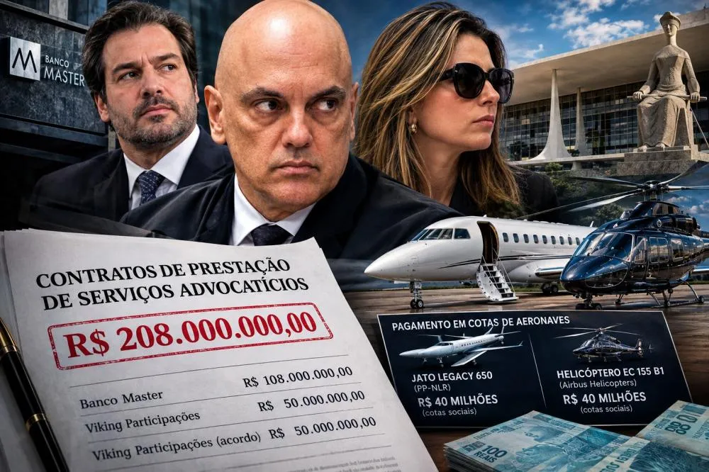 Os contratos entre o escritório da família Moraes apareceram em mensagens extraídas do celular de Vorcaro pela PF - Foto: Reprodução/Imagem gerada por IA