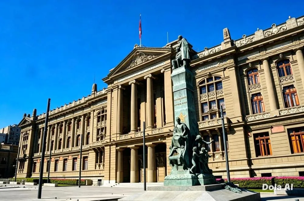 A imponência da sede do Palacio de los Tribunales de Justicia de Santiago - Foto: Reprodução