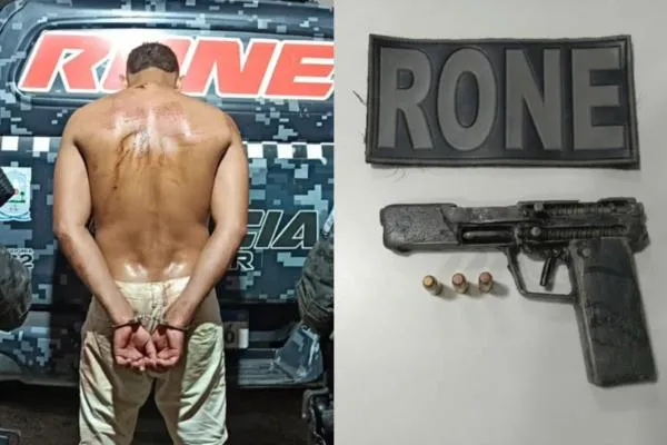 Homem com tornozeleira tenta fugir e arma artesanal é encontrada pela PM em Teresina