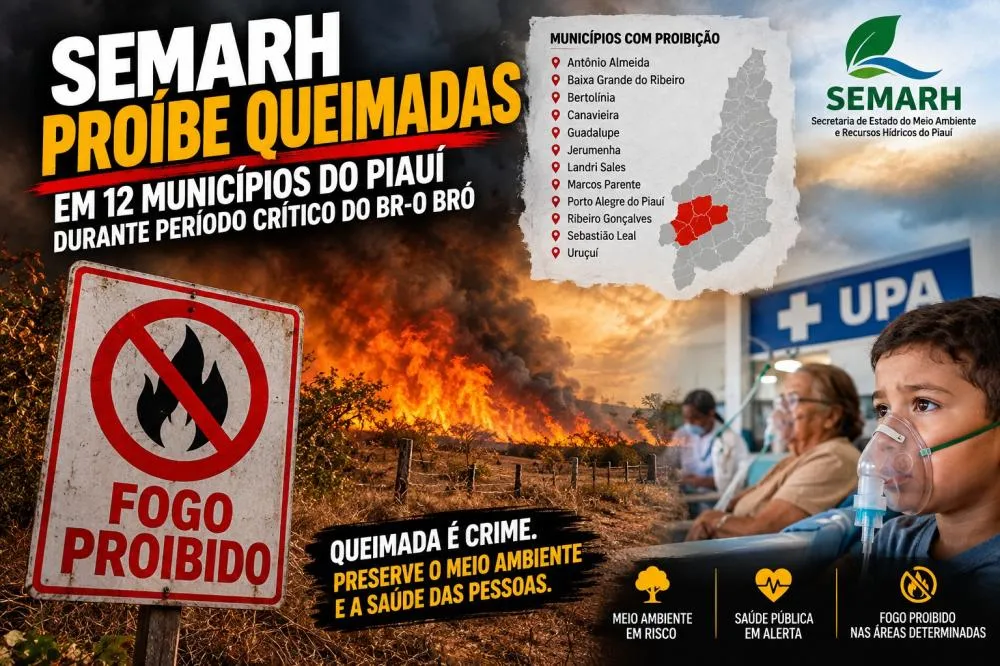 Proibida queimada em 12 municípios do Piauí - Foto: Reprodução/Arte produzida por IA