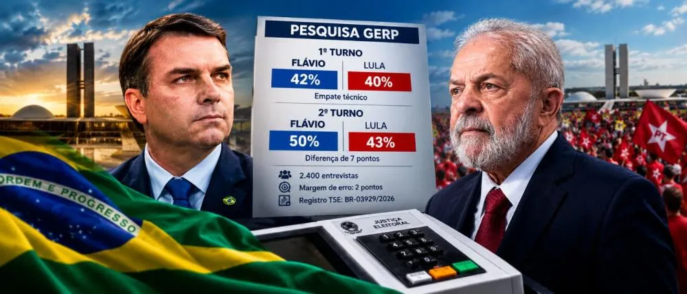 Pesquisa Gerp coloca Flávio à frente de Lula no 1º turno e abre vantagem de 7 pontos no 2º