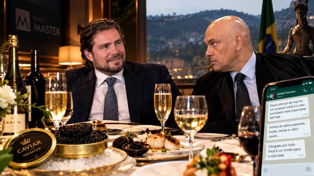 Vorcaro e Moraes - Foto: Reprodução/Imagem gerada por IA