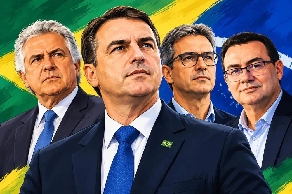 Flávio Bolsonário já manobrou politicamente com Caiado, Zema e Cury - Foto: Reprodução/Imagem gerada por IA
