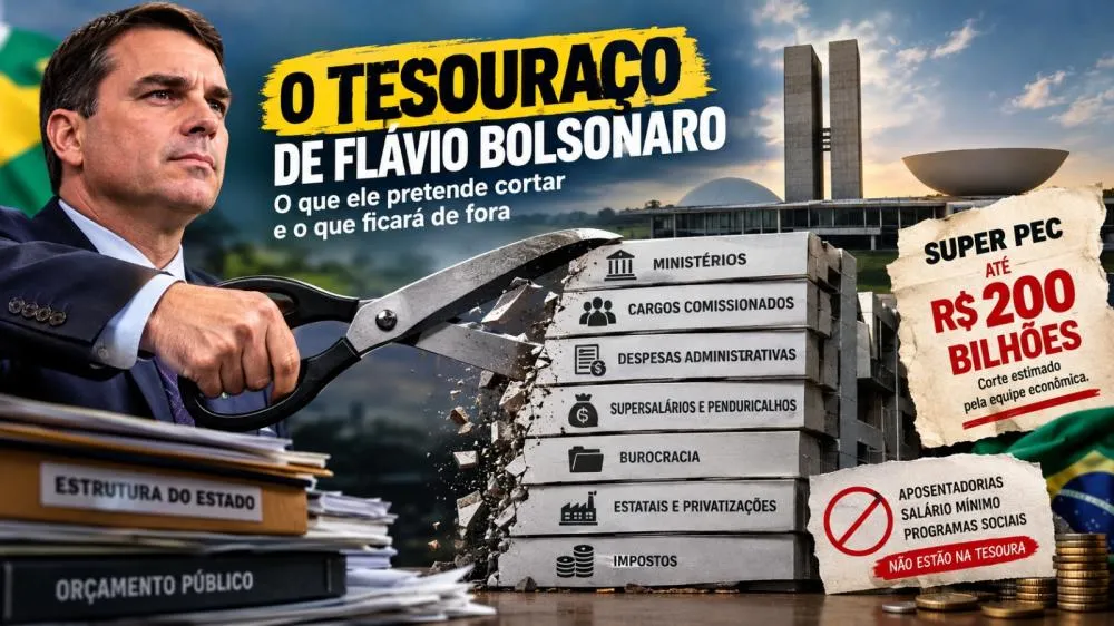 O que dignifica o tesouraó de Flávio Bolsonaro - Foto: Reprodução/Imagem gerada por IA