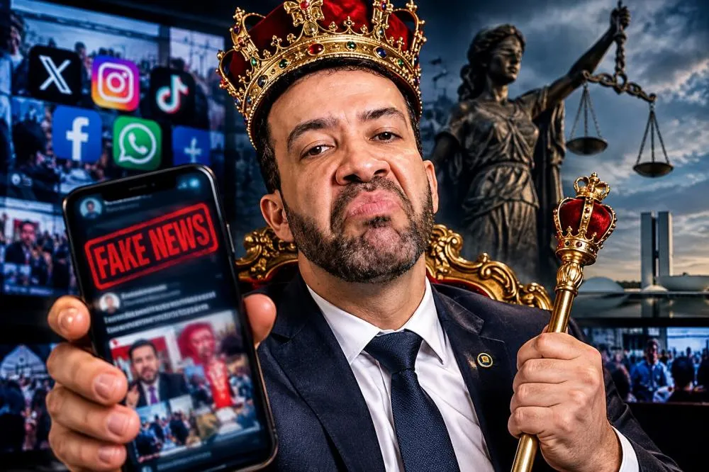 André Janones, O Rei da Fake News? - Foto: Reprodução/Imagem editada por IA