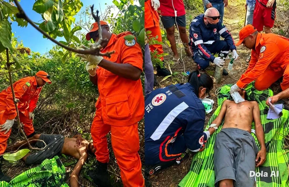 O homem foi encontrado com vida, mas bastante debilitado - Foto: Reprodução