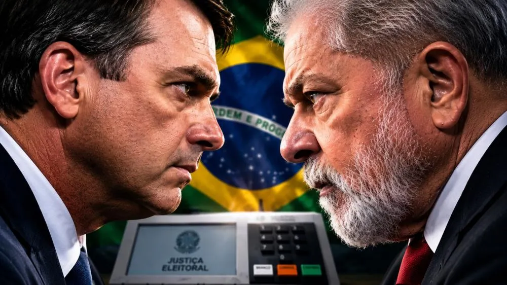Flávio aumenta a vantagem numérica a dois dias da eleição - Foto: Reprodução/Arte gerada por IA