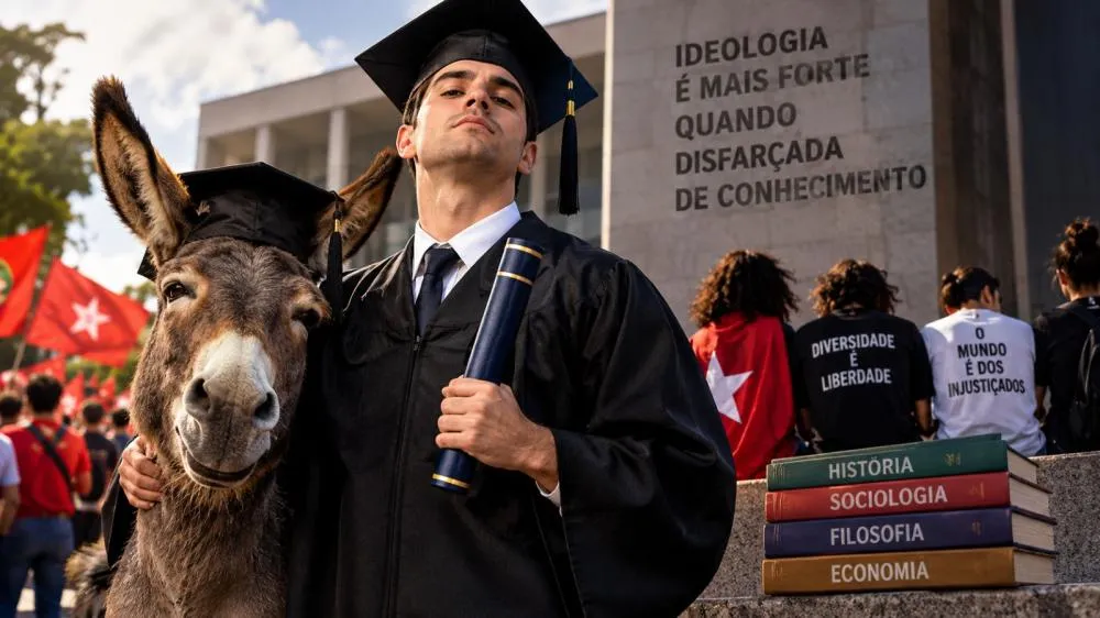 A ideologia travestida de conhecimento - Foto: Reprodução/Imagem gerada por IA