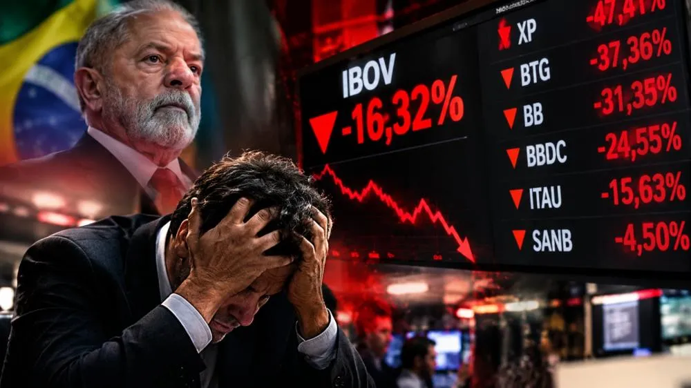 O impacto negativo no mercado financeiro fez ações dos bancos despencarem - Foto: Reprodução/Arte gerada por IA