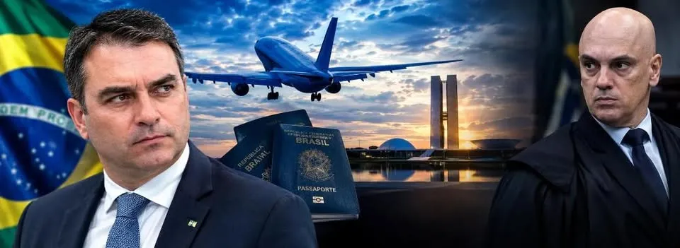 Flávio Bolsonaro se viu obrigado a deixar o país - Foto: Reprodução/Imagem gerada por IA