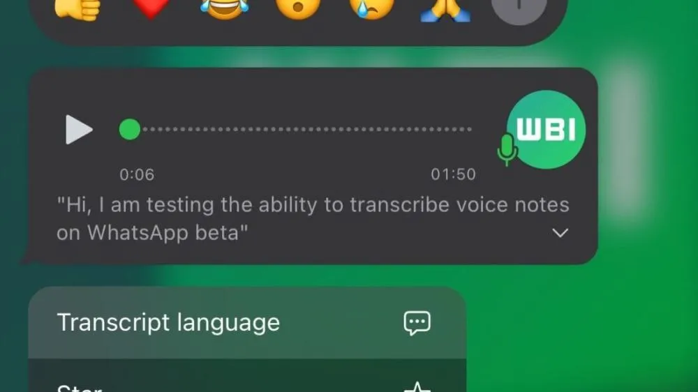 WhatsApp testa transcrição nativa de ádios para mensagens de texto