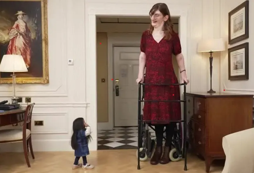 Encontro entre os extremos: A mulher mais alta e a mais baixa do mundo tomam chá em Londres