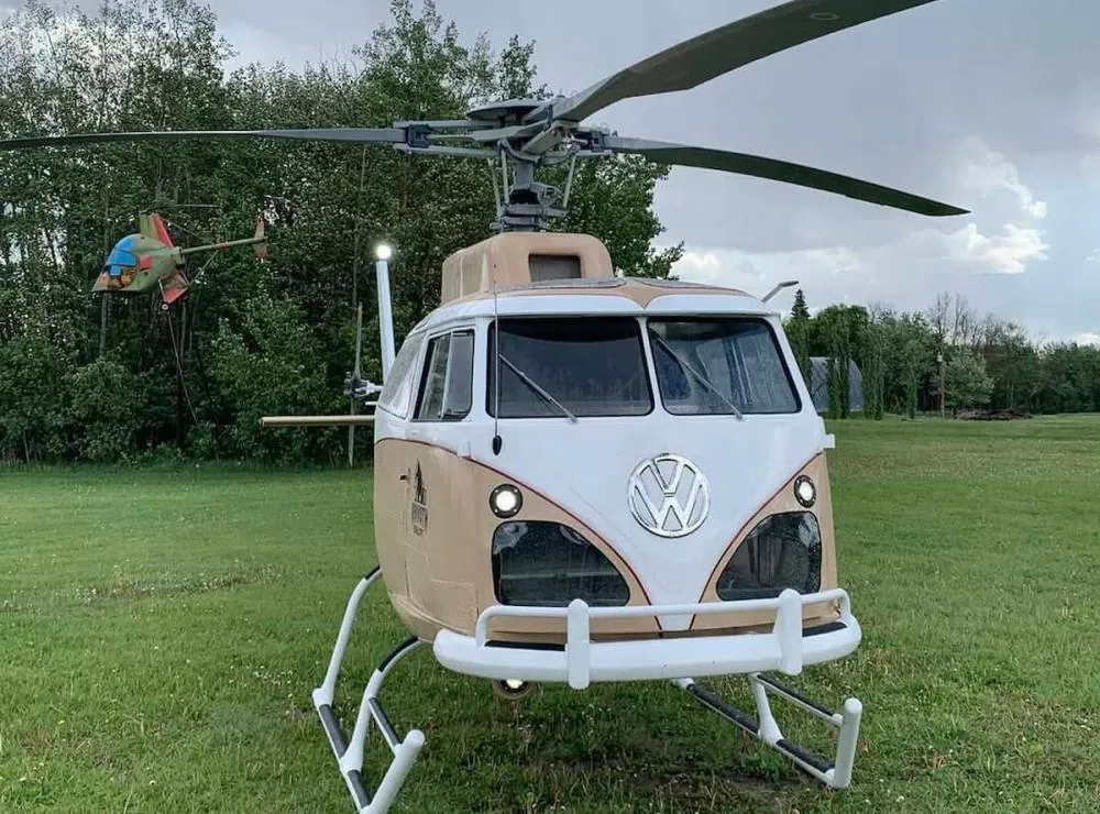 Kombi voadora? Técnico canadense transforma clássico da Volkswagen em helicóptero funcional
