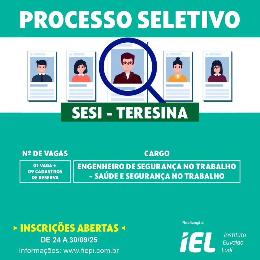 SESI Piauí abre vagas para professores e engenheiro