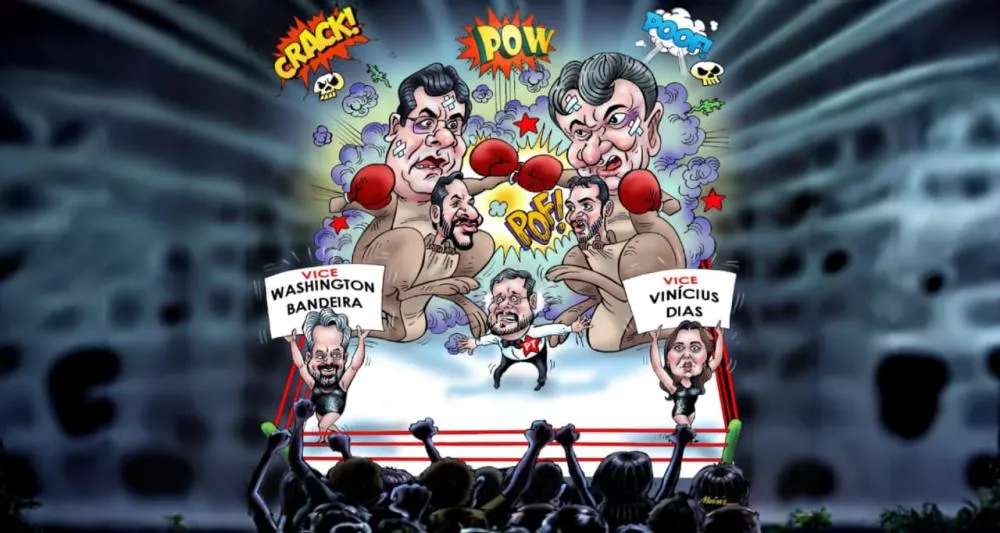 O Ringue do Poder: quando o ego governa e a charge revela