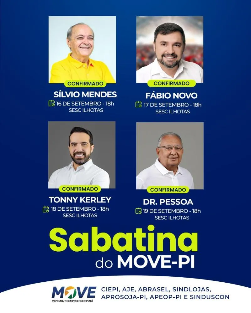 MOVE/PI vai sabatinar os principais candidatos prefeito de Teresina
