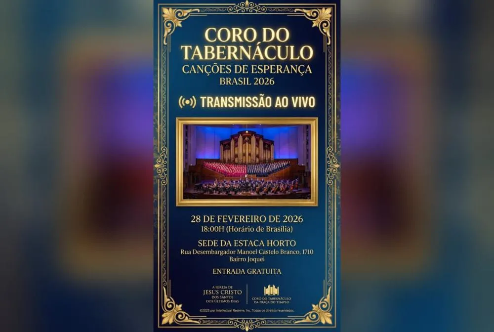 Coro do Tabernáculo terá transmissão especial em Teresina com o espetáculo “Canções de Esperança”